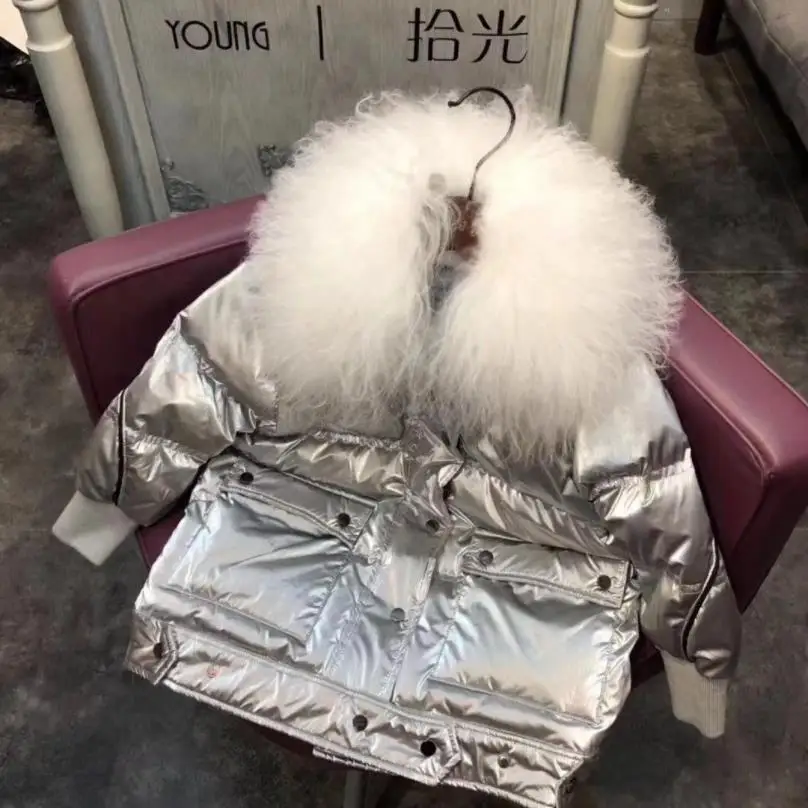 Silver Белое пуховое пальто для детей от 4 до 14 лет пуховые куртки для маленьких мальчиков и девочек г. Новая зимняя верхняя одежда топы для детей ws1187 - Цвет: Silver