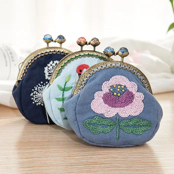

DIY Embroidery Kit Flowers Bags Purse Wallet Handbag Cross Stitch Kit for Beginner Needlework Sewing Art Craft Friend Gifts