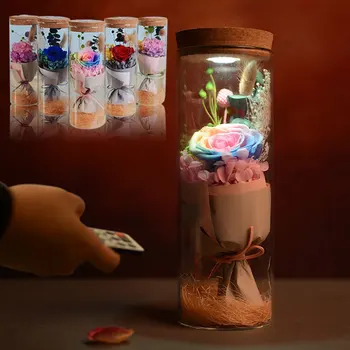 

Luminous Preserved Fresh Flower Glass Ornamental Birthday Lighting Floral Decor Forever Rose Flower Beautiful 5 Color Gift