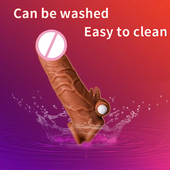 Man Nuo Liquid Silicone Reusable Penis Sleeve Extender Condom Realistic Male Cockring Dildo Enlargement Condoms Sex For Man Male 3
