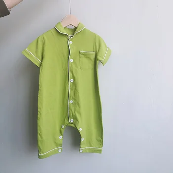 

1-6 Years Kids Baby Girls Overalls Short Sleeve Turn Down Collar Romper Toddler Girls and Boys Jumpsuit Sleepwear Suit Overalls