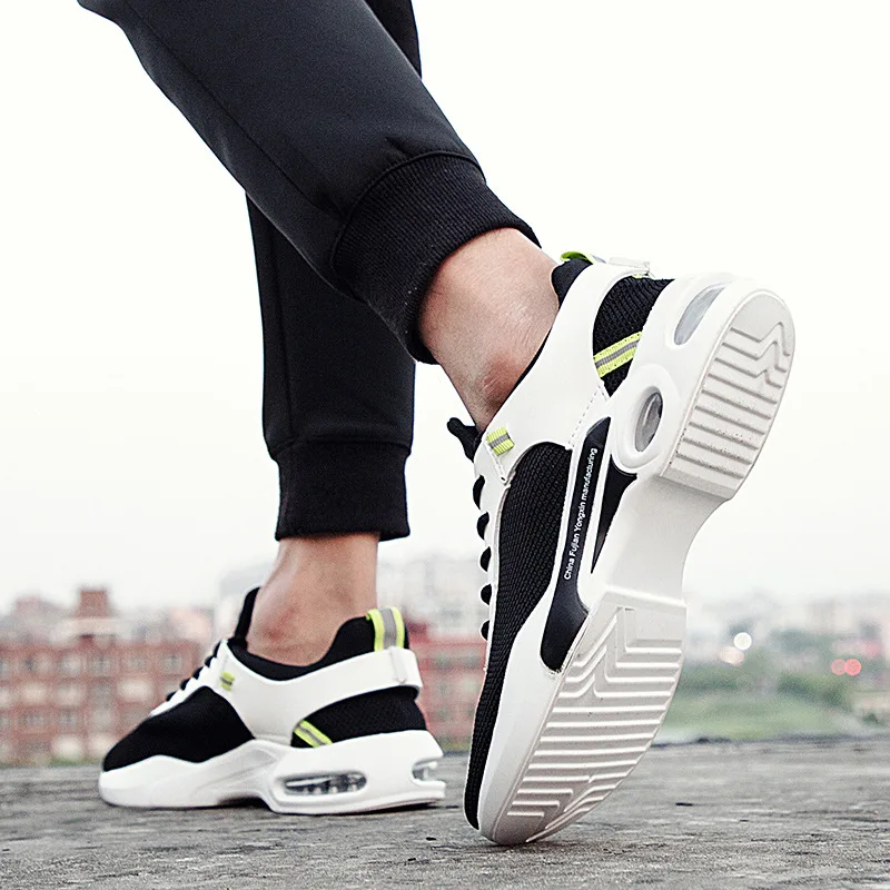 

Autumn New Style Fly Woven Air Cushion Sports Running Shoes Men Shock Absorption Punched Sheet Shoes Low Top Students Light Jogg