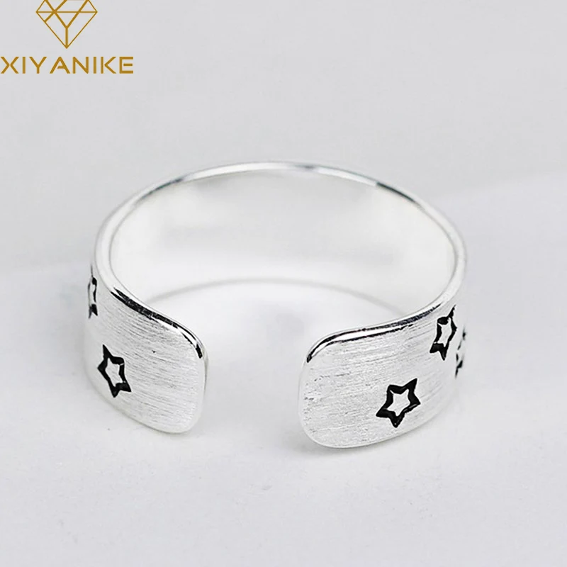 

XIYANIKE 925 Sterling Silver Design Creative Pentagram Opening Rings Simple Vintage Jewelry For Women Prevent Allergy