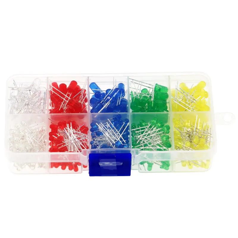 300 pces 3mm 5mm 5 cores diodo emissor de luz led kit sortido