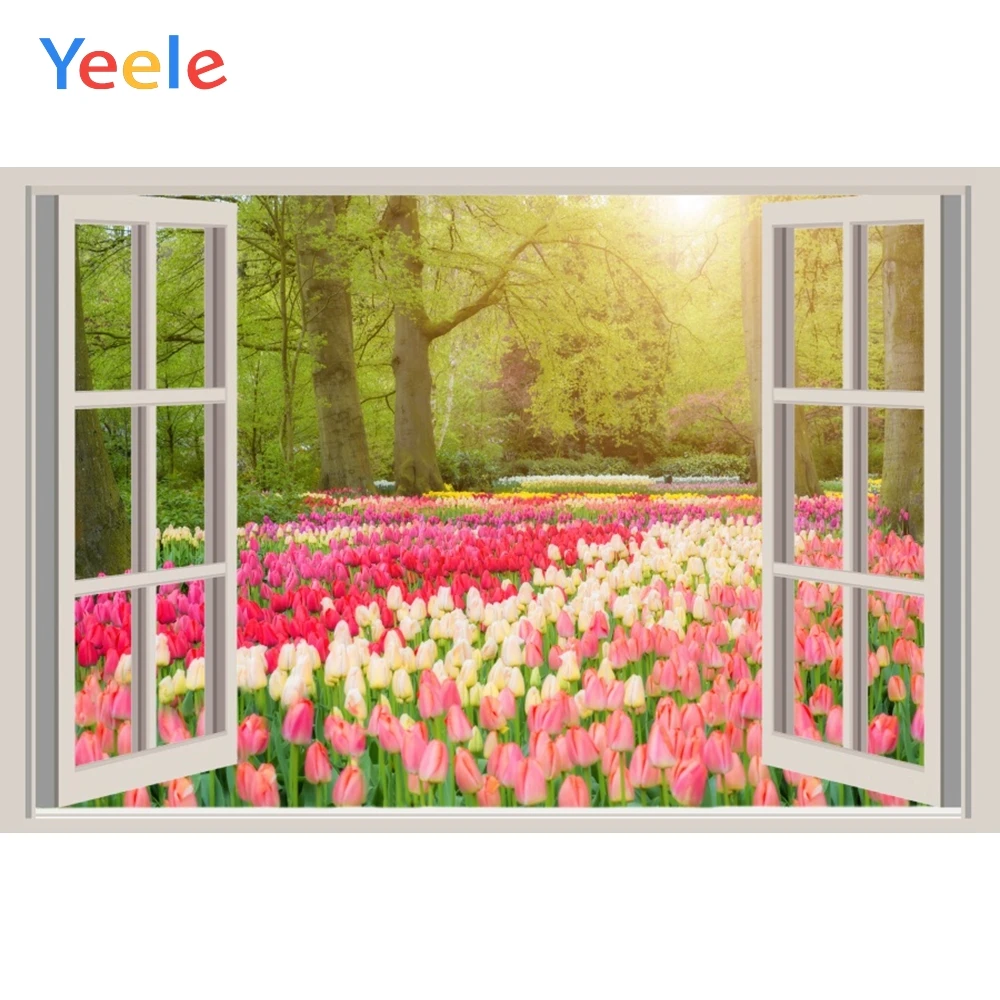 White Window Garden Flowers Baby Child Portrait Photo Background Custom Spring Forest Photography Backdrops For Studio | Электроника