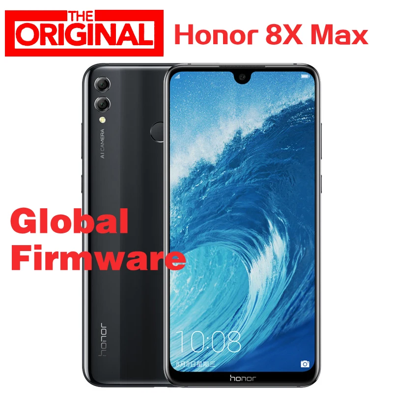 Глобальная ПЗУ Honor 8X Max 6GB 64GB мобильный телефон Snapdragon 660 OctaCore 1,8 GHz 7,12 ''большой экран OTA обновление 4900mAh смартфон