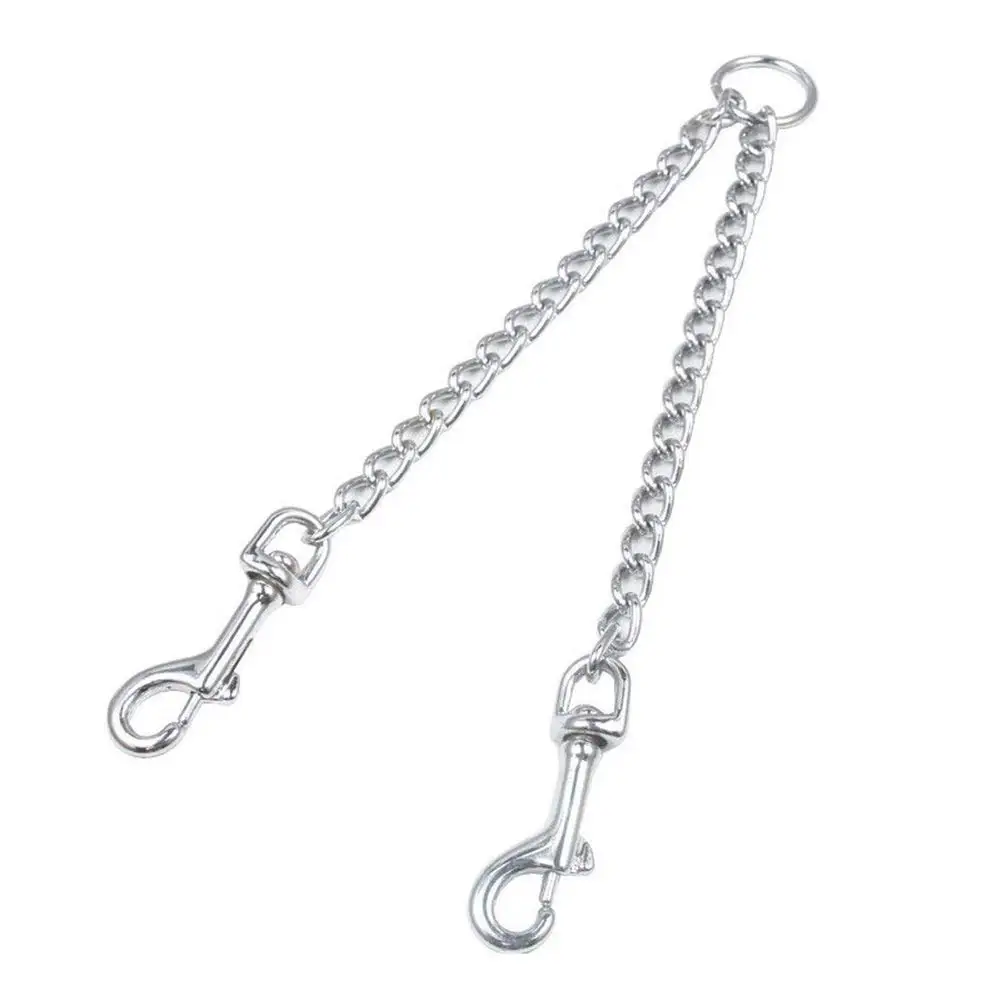 Stainless Steel Doublehead Dog Clip Leash Twin Lead Traction Belt For