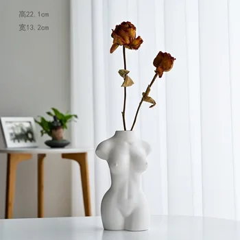 

Nordic Abstract Female Body Art Design Sculpture Vase for Flowers Home Decoration Ceramic Planter Flower Pot Basket Ornaments