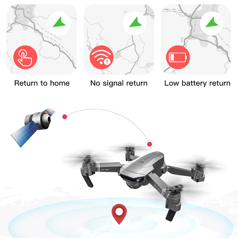 SG907 Drone 4K Camera Drone GPS Drone With 4K HD Dual Camera Wide Angle WIFI FPV RC Quadcopter Foldable Drones RC Quadcopter Toy