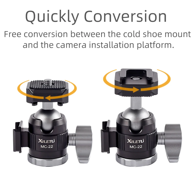 XILETU MC22 Mini Tripod Ball Head Video Stand 360&deg; Swivel Cold Shoe Panoramic Heads For DSLR Camera Head Tripod Accessories tripod ball head cold shoe ball head camera panoramic head
