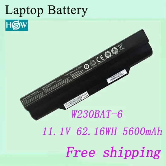 11,1 V 62.16WH W230BAT-6 ноутбук батарея для Clevo W230SS W230ST W230 серии