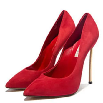 

YECHNE Fashion Women High heels Shoes Women Party Wedding Pumps Black Plus Size Fashion Sexy Flock Punch Pumps 2019