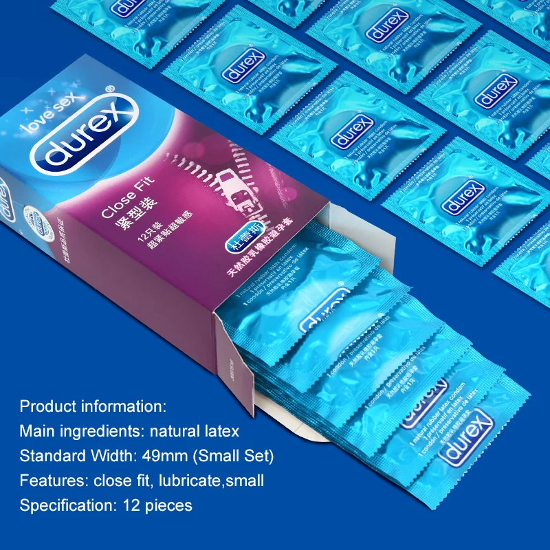 Durex Condoms Close Fit 49mm Condom Natural Latex Extra Lubricants Small Size Penis Sleeve Erotic Products Sex Toy for Men Shop 5