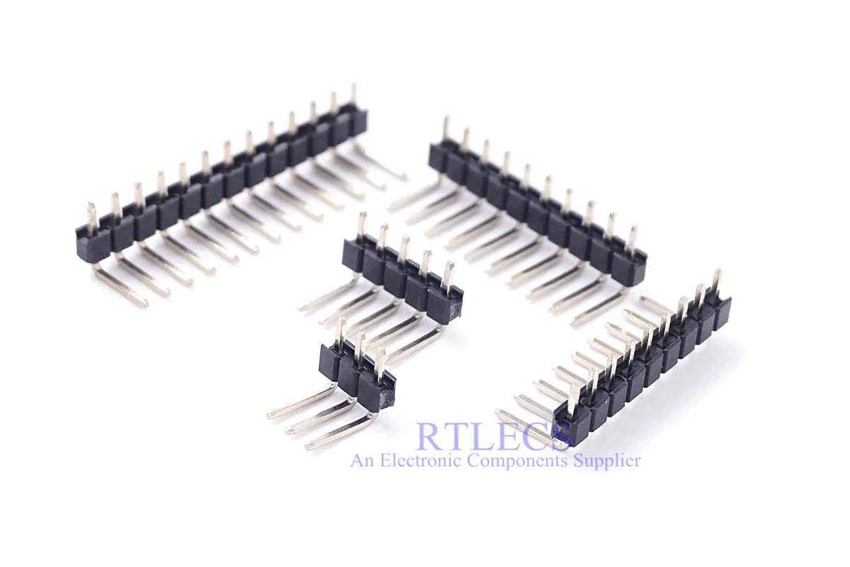 200 шт. PCB разъем для мужчин 2,54 мм 2 3 4 5 6 7 8 9, 10, 12, 14, 15, 16, 20, 24, 26-30 40 Pin однорядные под прямым углом 90 градусов сквозных отверстий
