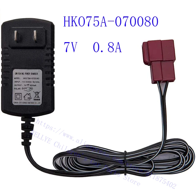 6V Kids Ride On Car Charger, for  Ride On Car Red Square Plug 6 Volt Battery Charger 7V800mA