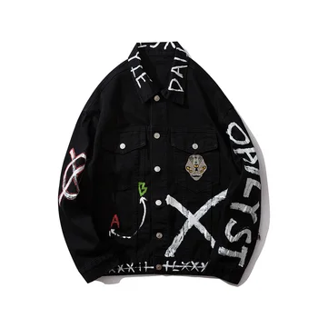 

2020 new Harajuku Original Full Print Letter Mens Jeans Jacket Jaqueta Masculino Denim Jacket Chaqueta Hombre Bomber Jacket