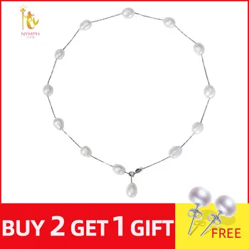 

[NYMPH] 925 sterling silver jewelry natural pearl jewelry white baroque pearl jewelry necklace pendant for women x1213