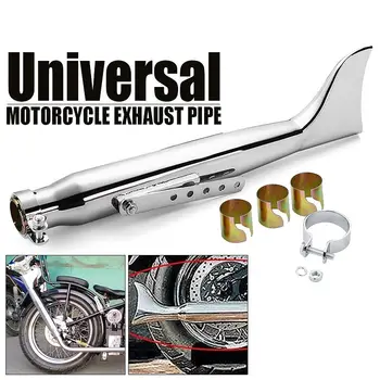 

Universal Motorcycle Exhaust Muffler Pipe Fin Tail Tube Silencer For Harley Chopper Cafe Racer