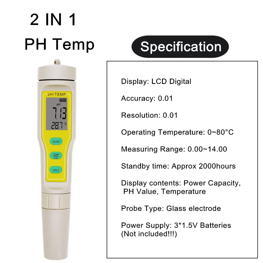 PH Meter, Water Quality Tester Professional 4 IN 1 TDS PH EC Temp Meter PH Tester Water Quality Testing