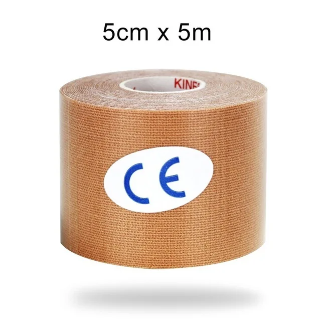 khaki bandage 5 см хлопковая кинезиологическая спортивная лента Водонепроницаемая эластичная рулонная лента клейкая повязка для мышц облегчение боли Локоть Колено Талия Защита спины - Цвет: khaki bandage