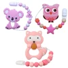 Joepada Baby Teething Necklace lovely Koala Owl Horse Cookies Baby Teether Molar Toy Gift Raccoon Food Grade Silicone Beads 1