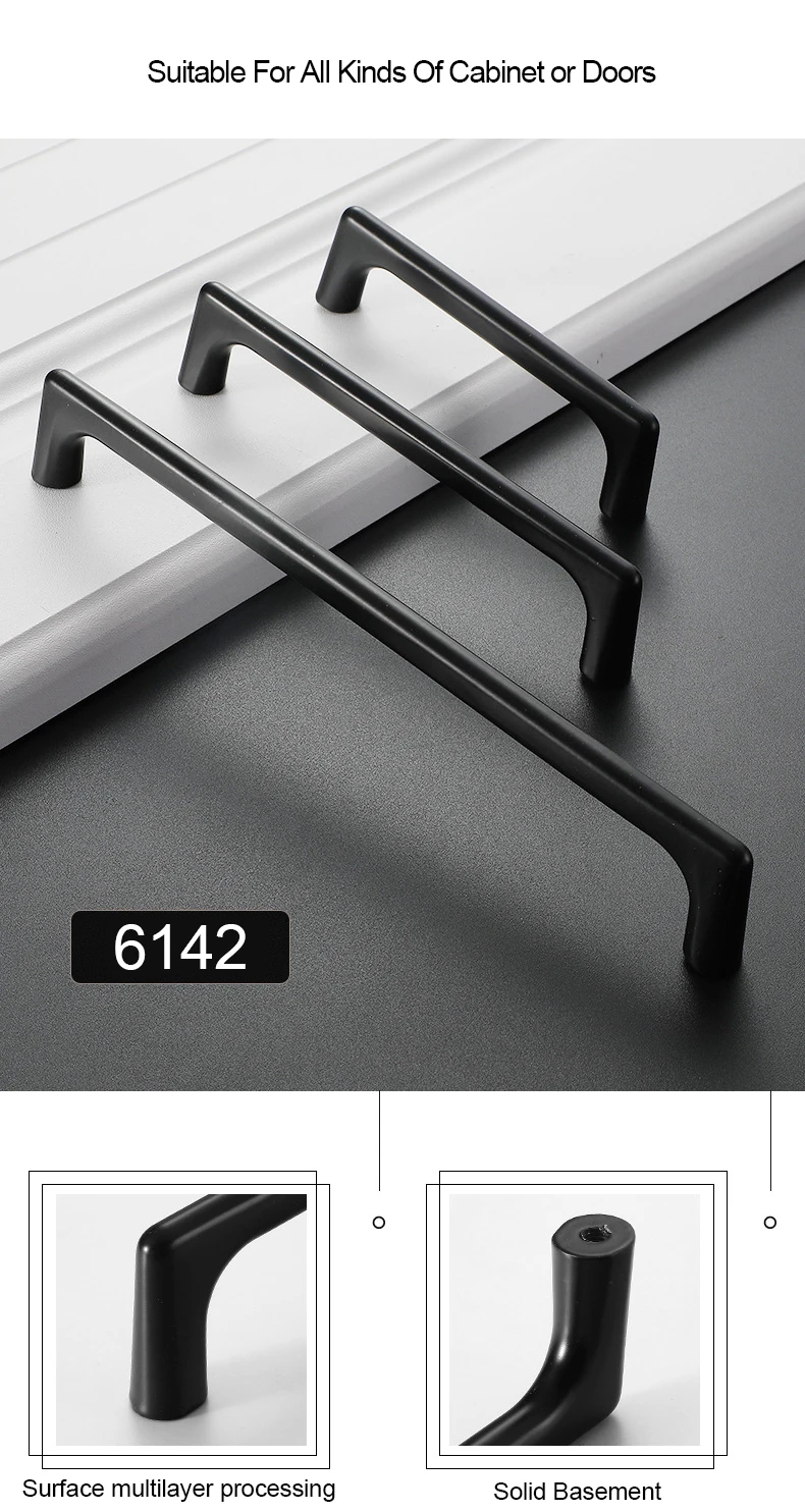 NAIERDI 10PCS American Style SolidBlack Cabinet Handles Aluminum Alloy Kitchen Cupboard Pulls Drawer Knobs Furniture Handle