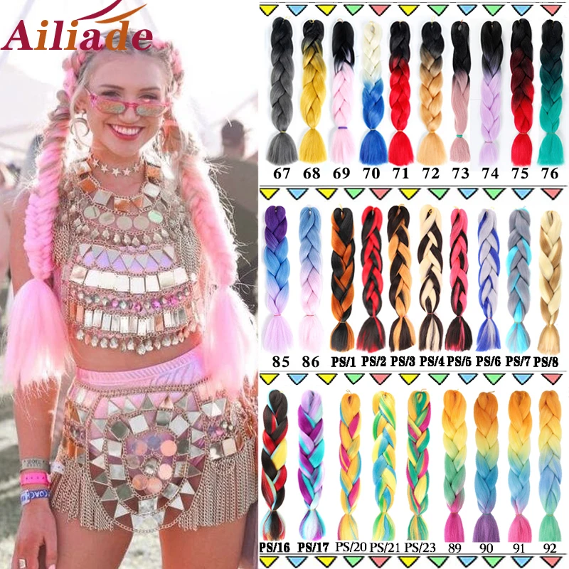 AILIADE монохромный выражение Комплект материала канекалон огромные косички на