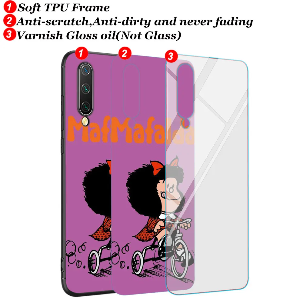 Черный силиконовый чехол с милым мультипликационным принтом Mafalda для Xiaomi Mi A3 A2 A1 5X6X6 8 9 Lite 9SE CC9 F1 9T 9TPro Play чехол для телефона