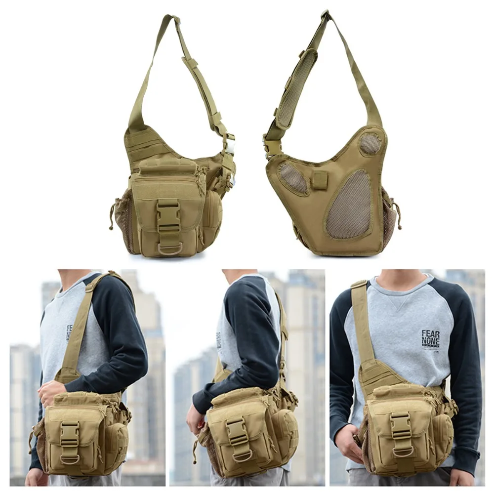 Tactical Messenger Shoulder Bag, 900D Oxford Waterproof Outdoor EDC Sling Pack for Fishing Hiking Camping Trekking Cycling