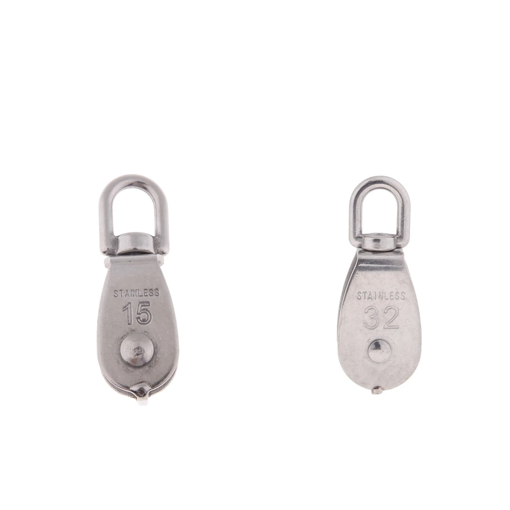 M15 M32 Single Pulley Sheave Block Swivel Eye - 304 Stainless Steel Hardware