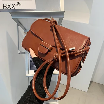 

[BXX] Simple Solid Color PU Leather Crossbody Bags For Women 2020 Winter Branded Trend Bag Lady Luxury Travel Handbags HP384