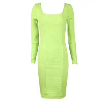

2019 New Autumn Celebrity Evening Party Bodycon Bandage Dress Women Green Long Sleeve Sexy NightClub Dress Women Vestidos