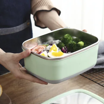 

Food Storage Container Rectangular Stainless Steel Crisper Box Student Lunch Box Bento Box Food Leakproof Storage Home AdultTool