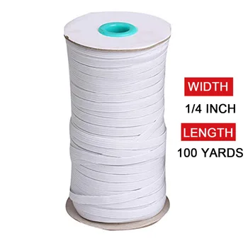 

6mm 1/4 inch Wide 100 Yards Length Elastic Band for Sewing Elastique Couture White Black High Quality Braided Elastic Cord Rope