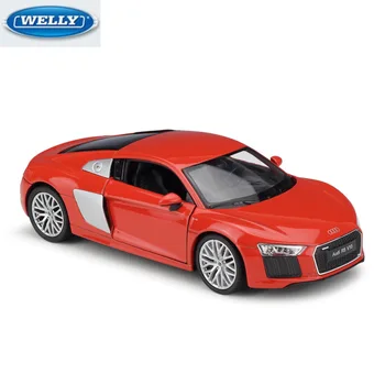 

WELLY 1:24 2016 AUD R8 V10 Diecast Alloy Car Model Simulation Collection Gifts Kids Toy Vehicles Gifts for Boys Free Shipping