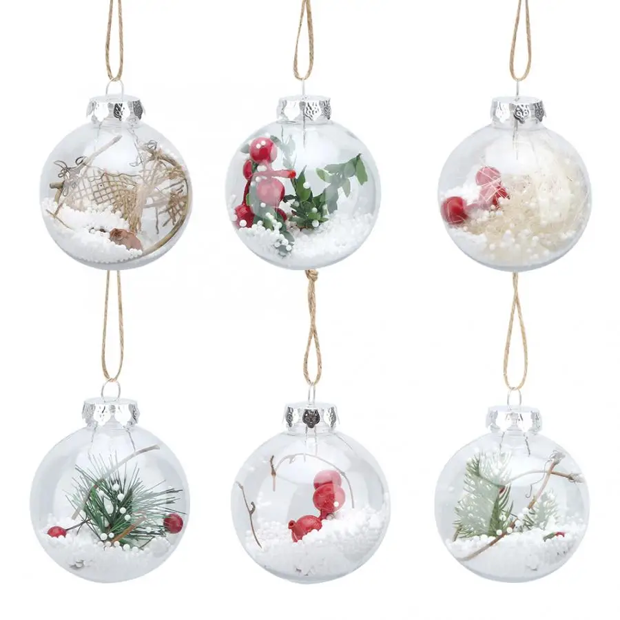 

6Pcs/Set Transparent Christmas Ball Bauble Christmas Tree Pendant Hanging Balls Ornament Christmas Decorations