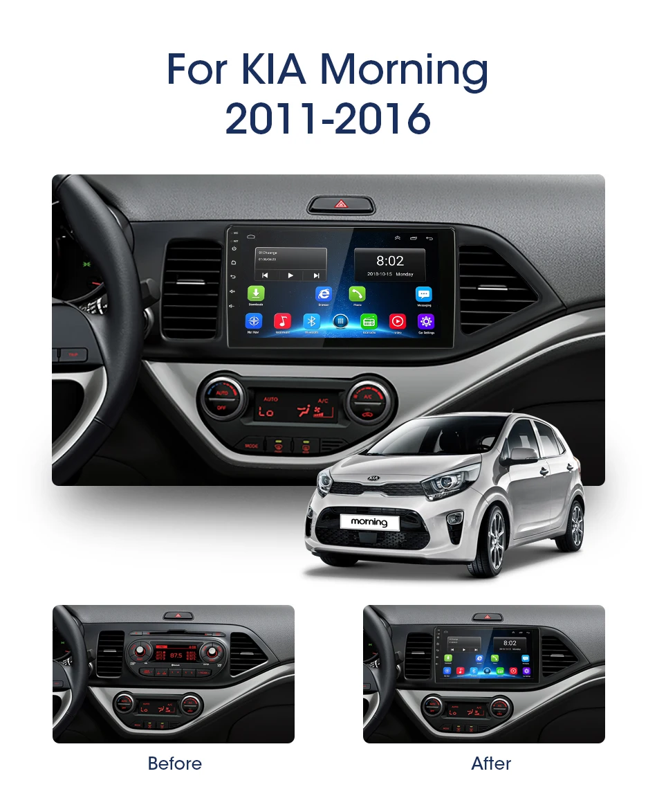 Jansite " RDS DSP Автомагнитола для KIA PICANTO Morning 2011- Авторадио Android сенсорный экран gps зеркальная связь плееров с рамкой