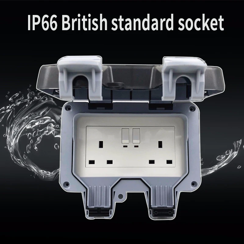 IP66 британская стандартная настенная наружная водонепроницаемая розетка с выключателем британская брызгозащищенная Пылезащитная водонепроницаемая розетка