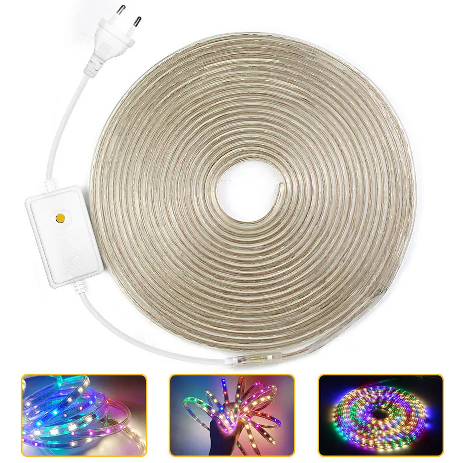 

LED Strip 220V Color Changing Light Strip Flexible Led Neon Strip Lights For Room Party 5m 10m 20m 15m Waterproof Tape EU Plug