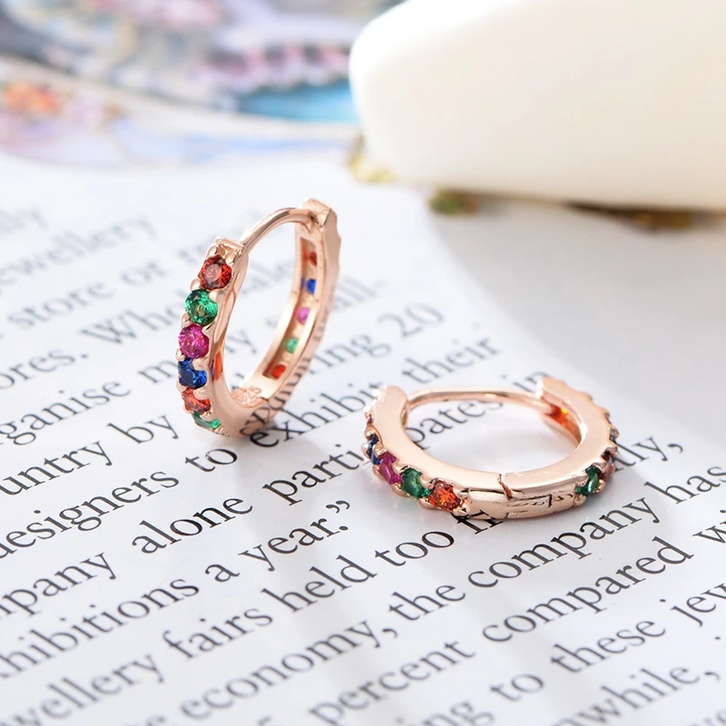 Silvology красочный Циркон серьги-кольца для женщин 925 серебро розовое золото