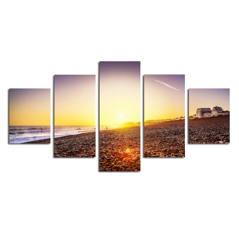 

5-frame Stones Beach & Amp; Sunrise Computer Airbrush Painting AliExpress Amazon Wish Decorative Painting Core