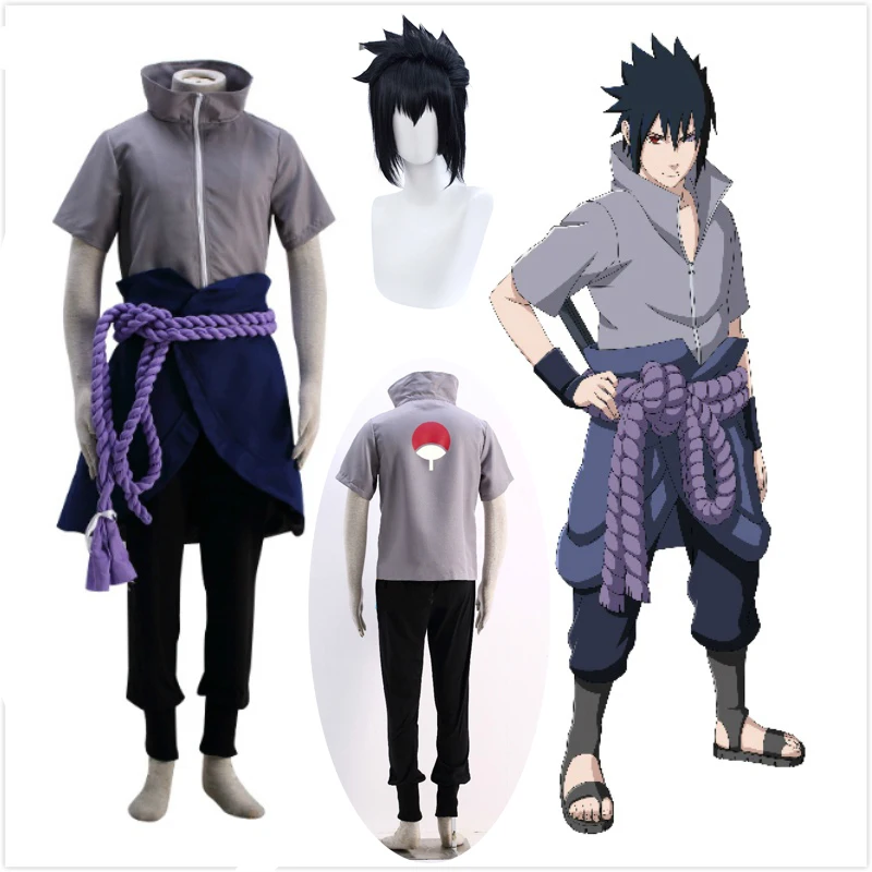 Disfraz de cosplay de Uchiha Sasuke, ropa de anime Shippuden para fiesta de  halloween (Blazer + Pantalones + cuerda de cintura + protector de mano) _ -  AliExpress Mobile