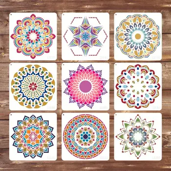 

12 x 12 Inch Large Size Reusable PET Stencil Mandala Stencil Cut Painting Template Floor Wall Tile Furniture Stencils