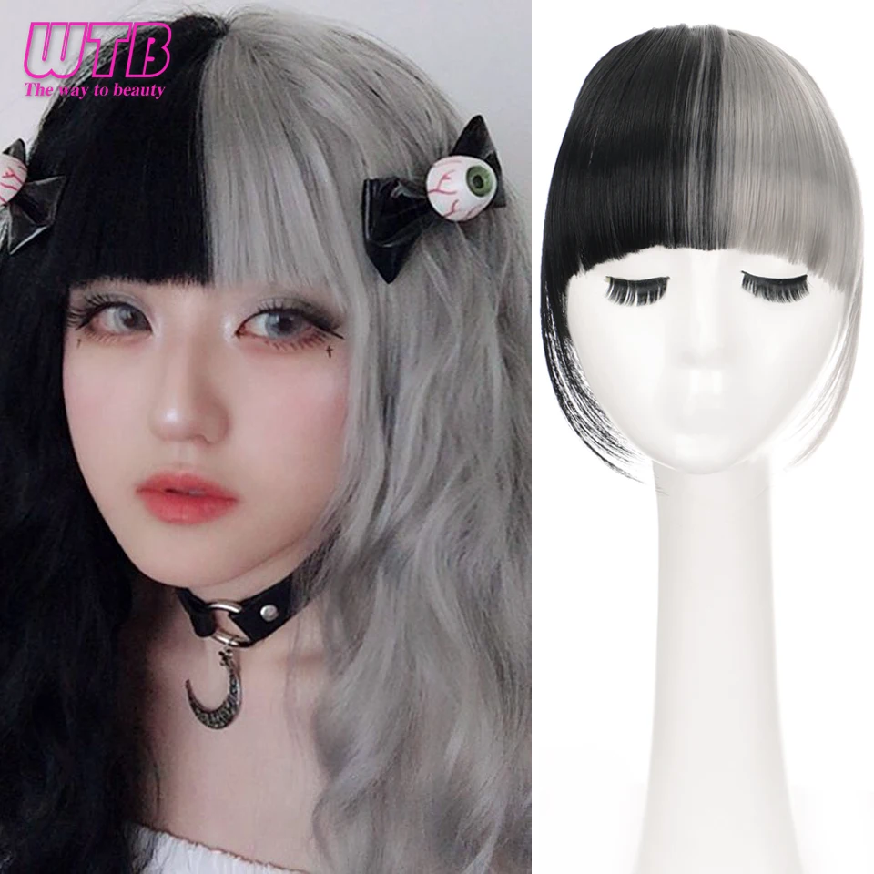 WTB Synthetic Fake Blunt Air Bangs Front Hair Extension Fringe Natural False Hairpieces Women Clip In Bangs Heat Resistant