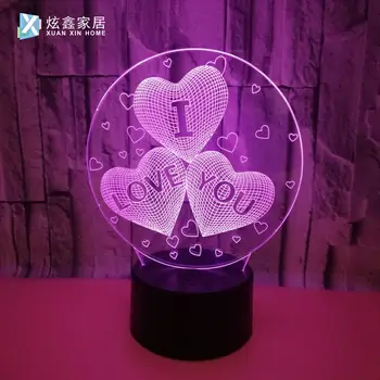 

Valentine's Creative Gift I LOVE YOU 3D Lights Home Decoration Lights Colorful Remote Control Touch LED Bedroom Lights