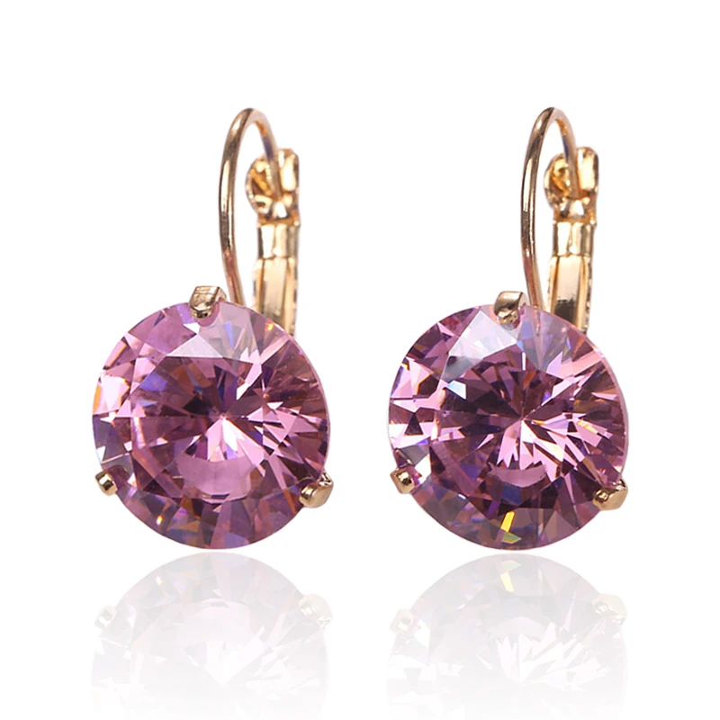 Простой 12 мм кубический цирконий бусина Золотая Сережка-гвоздик Серебряный Круглый Многоцветный Кристалл Стразы CZ серьги для женщин ювелирные изделия подарок