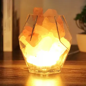 

New Bedroom bedside lamp warm table lamp Hand-blown glass Dimmable decorative night light Himalayan crystal salt lamp 1 Set