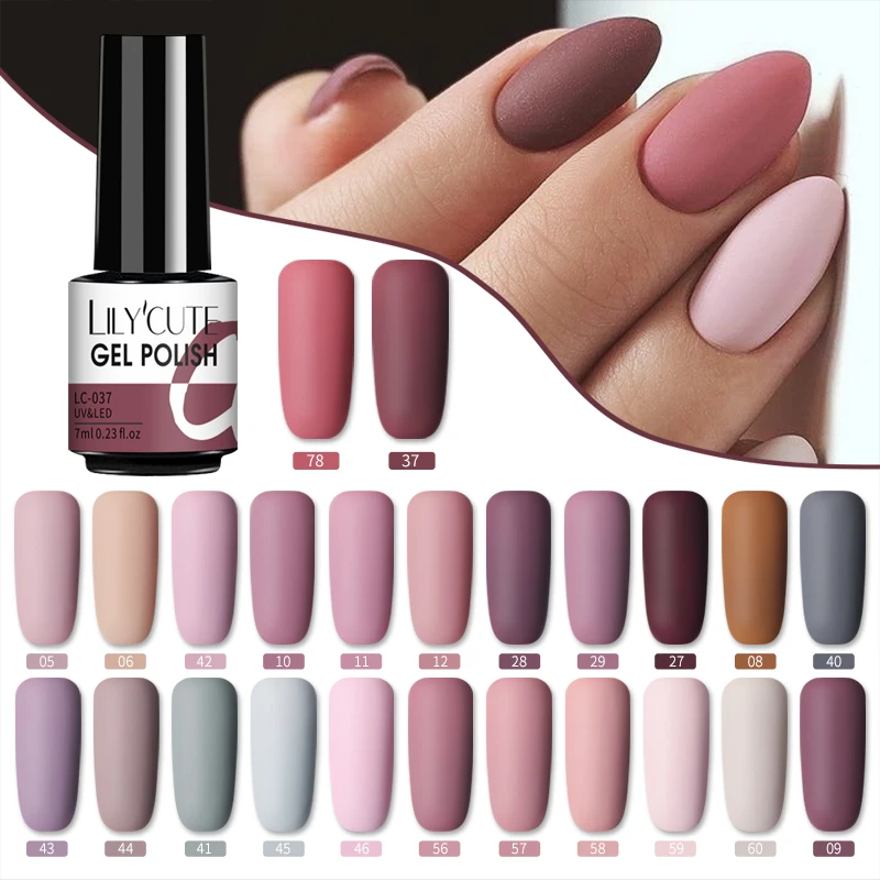 LILYCUTE 7ml UV Nail Gel Polish Autumn Winter Color Semi Permanent Matte Top Coat Needed Soak Off UV LED Nail Art Gel Varnish|Nail Gel| - AliExpress