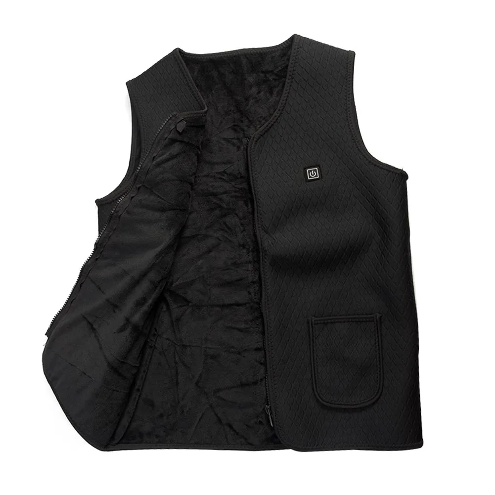 Для мужчин и женщин энергосберегающая теплая Регулируемая температура куртка пальто жилет на молнии USB электрическое отопление - Цвет: Black XXXL