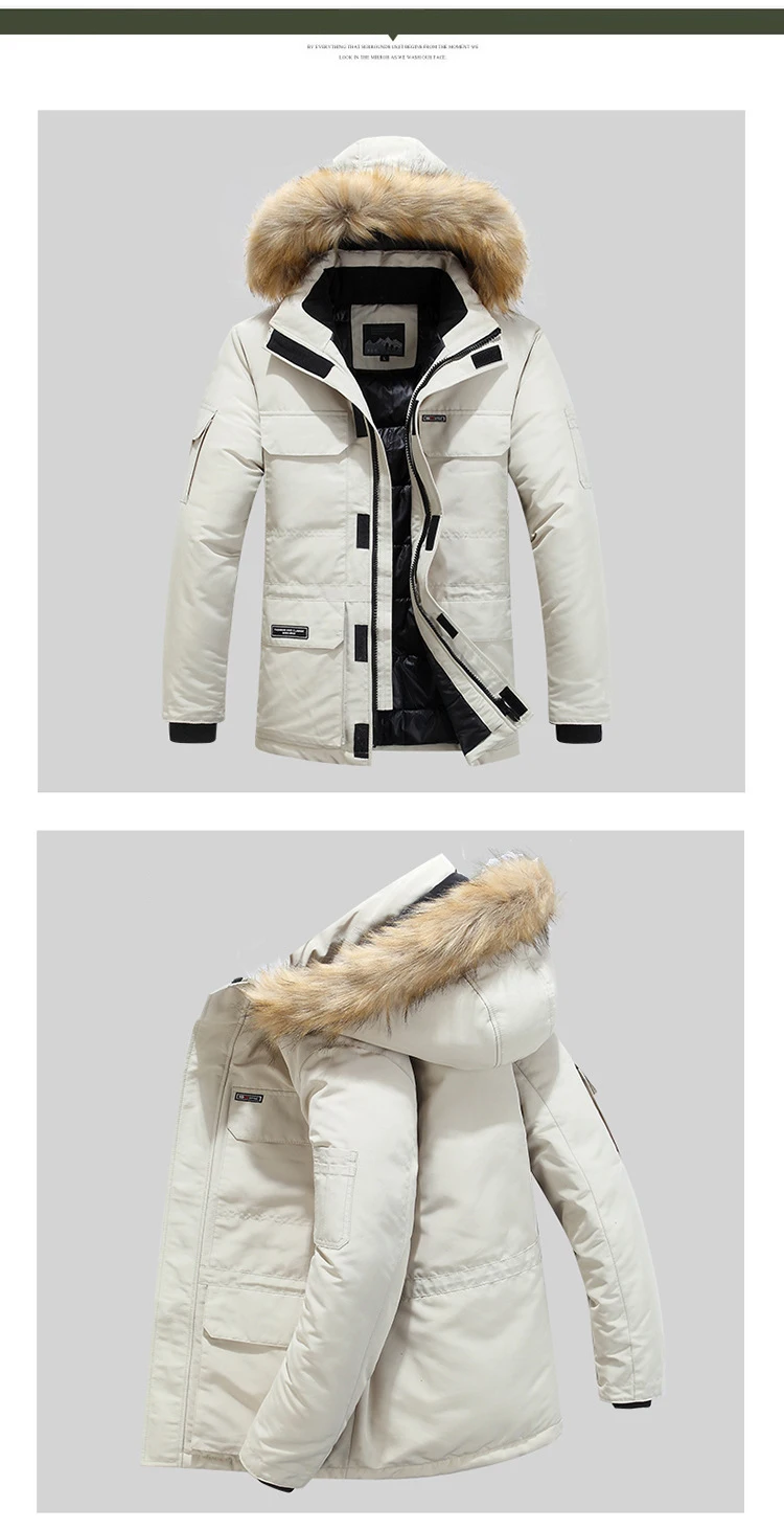 High Quality Winter Jacket Men Thick Warm Fur Collar Windbreaker Mens Parkas Multi-pocket Outwear Mens Coats Plus Size M-6XL